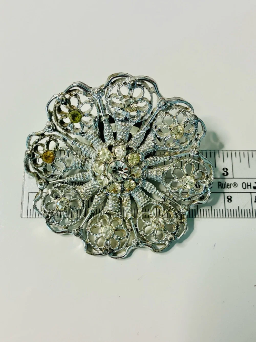 VTG Huge Silver Floral Filigree Statement Clip-On Pot Metal Shoe Clips